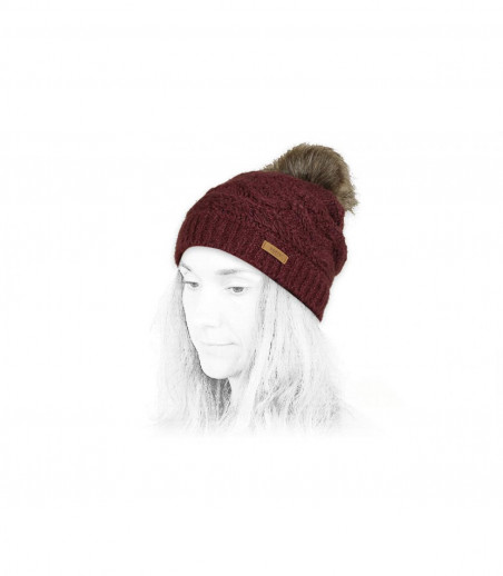 Barts gorro granate pompón pelo Barts gorro granate pompón pelo